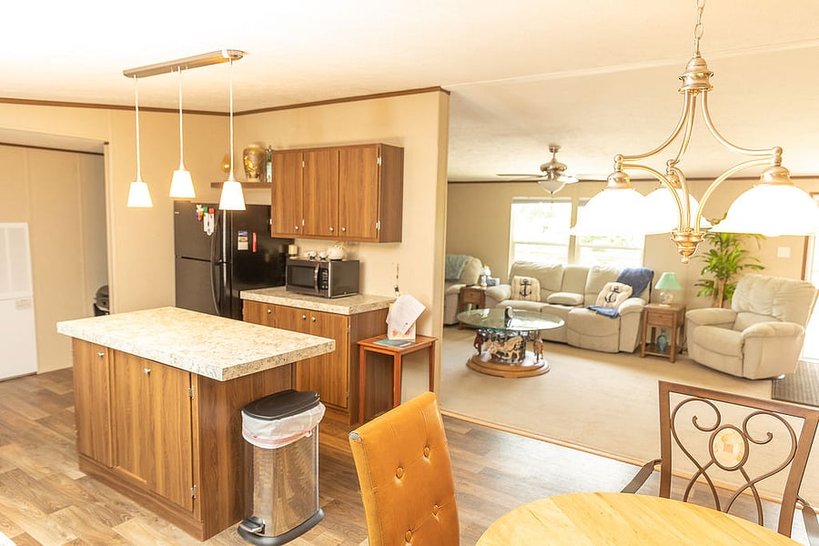 Fully set up kitchen with all full size electric appliances. Enough dishes for a family of 4.