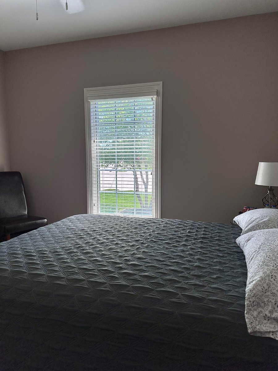 View of the front yard through the bedroom window.