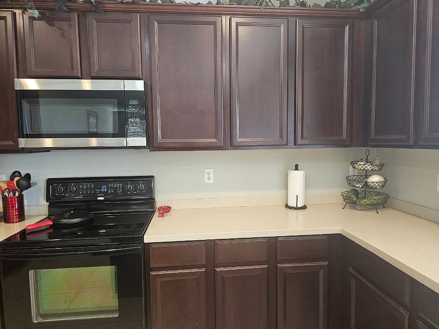 Kitchen is large enough to accommodate more than one cook.