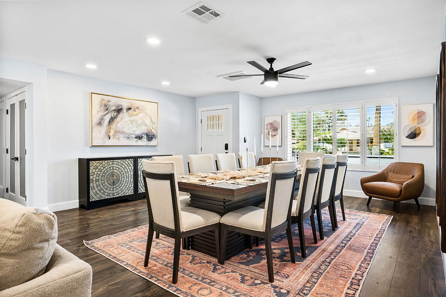 Gather your crew around this stunning dining table with seating for 10perfect for shared meals, game nights, and great conversation.