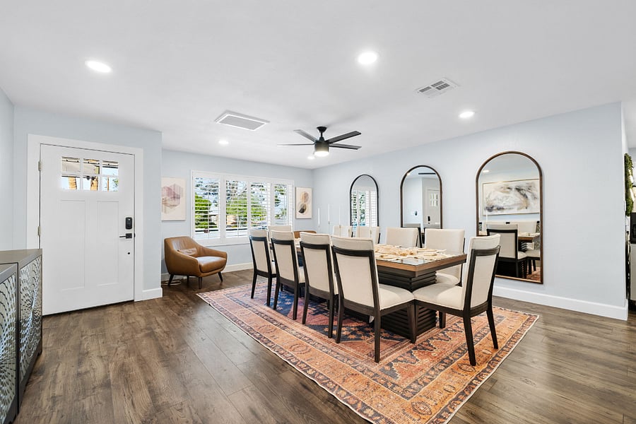 Gather your crew around this stunning dining table with seating for 10perfect for shared meals, game nights, and great conversation.