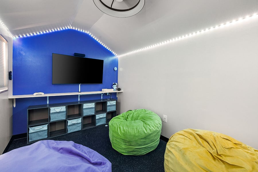 Step inside the Kactis KidZitaa vibrant, air-conditioned hangout spot just for the kids, decked out with cozy bean bags, a huge screen for games and movies, and color-changing LED lights that make it  their own private clubhouse.
