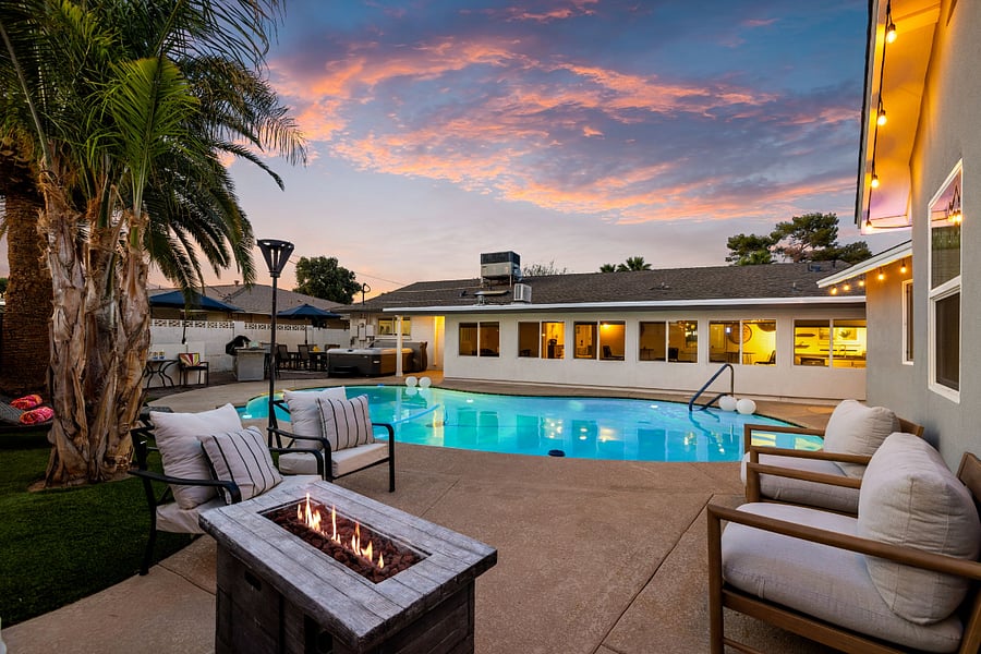 Unwind poolside under a glowing Arizona sunset  where evenings are warm, the pool is refreshing, and the vibe is always just right.
