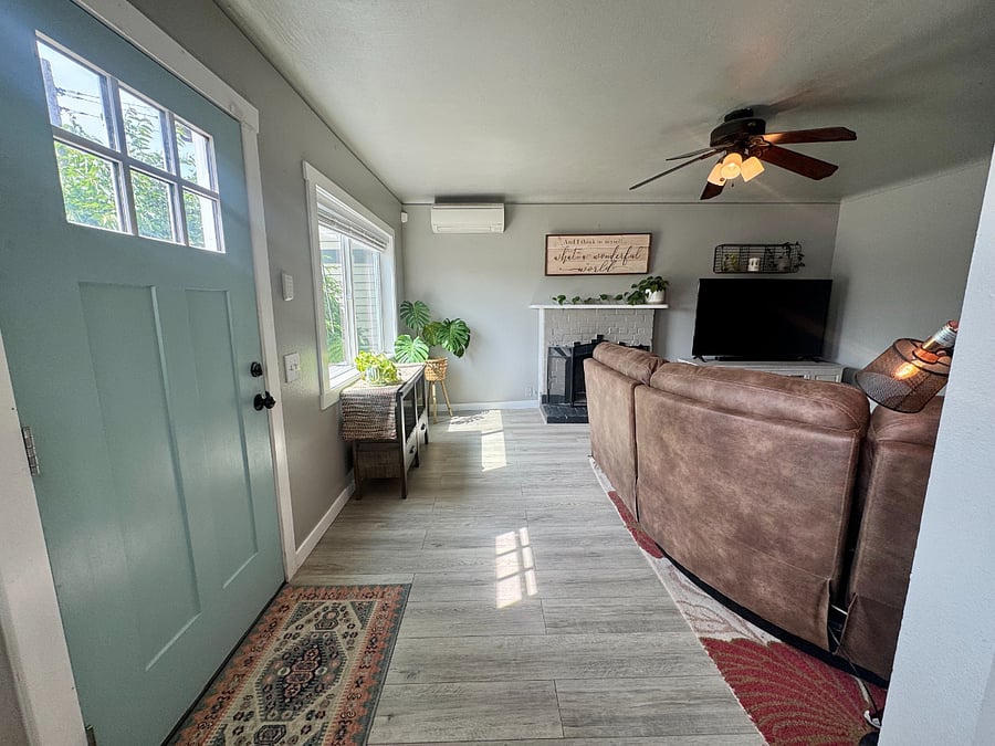 Entry Door or use the side door in kitchen - access to both doors