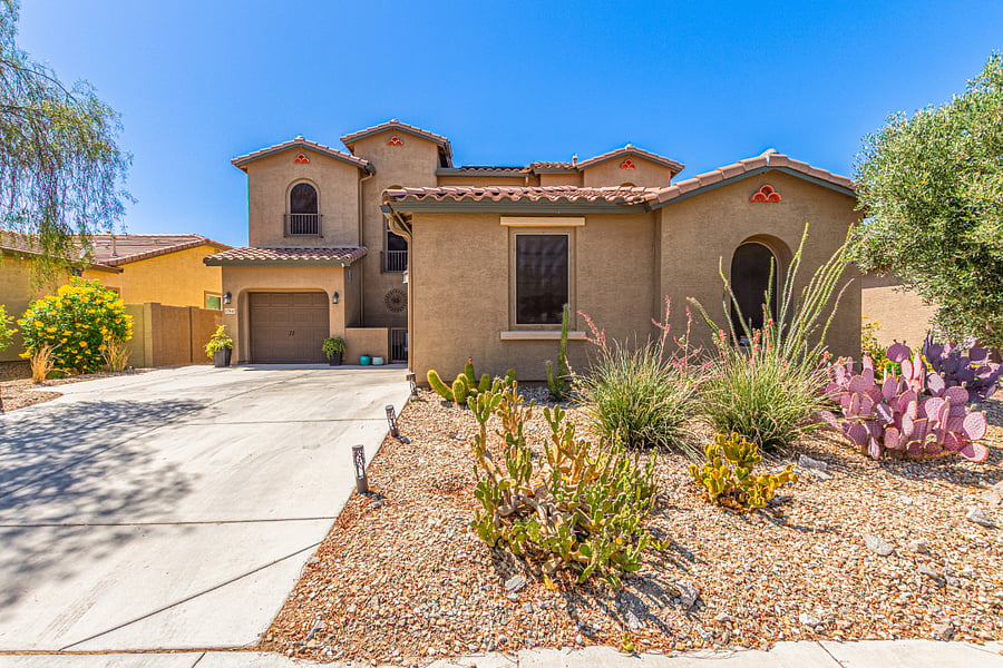 Driveway and front of home with smart keyless lock