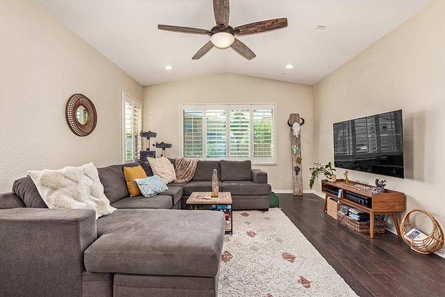 Family room with Smart TV, air purifier and fan