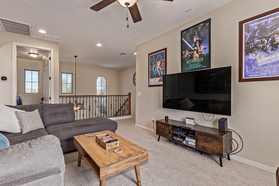 Upstairs Family/Game room with huge library of movies, and PS4, Wii and Switch games.