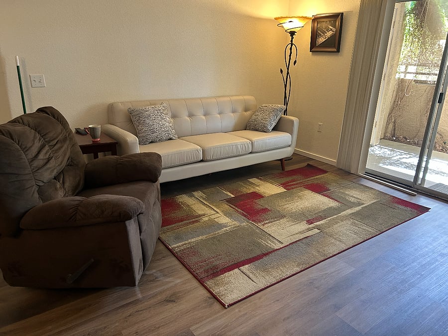 New couch, lounge chair, floors