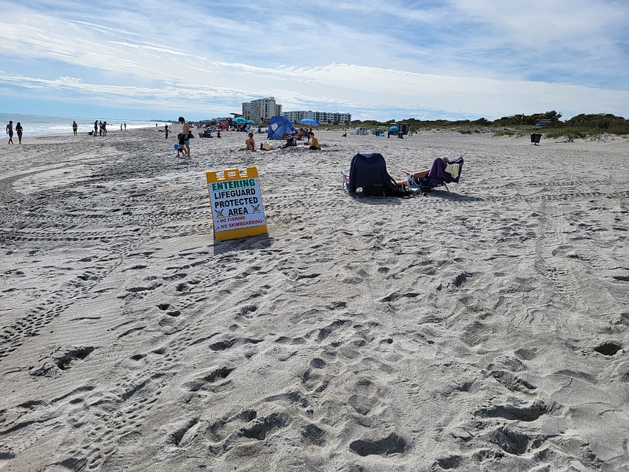 Lifeguard Protected area is a 5-minute walk North on the beach