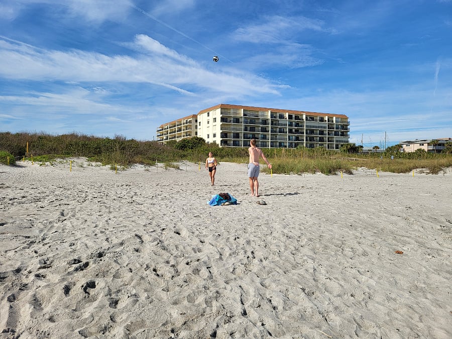 Beach Ball without the net. There are volleyball nets a little farther North, by the Cocoa Beach pier