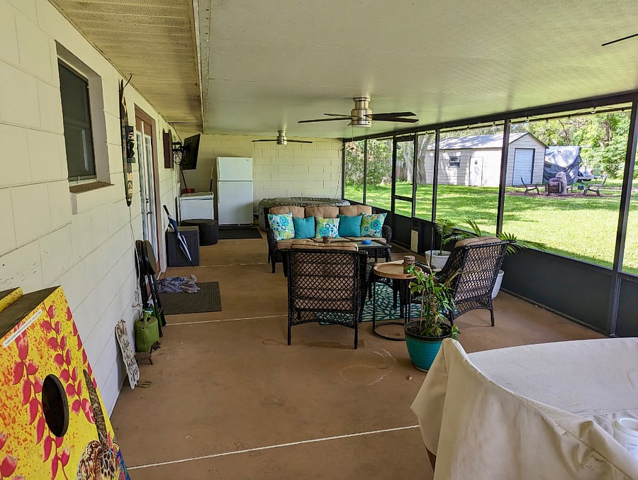 Back porch and hot tub