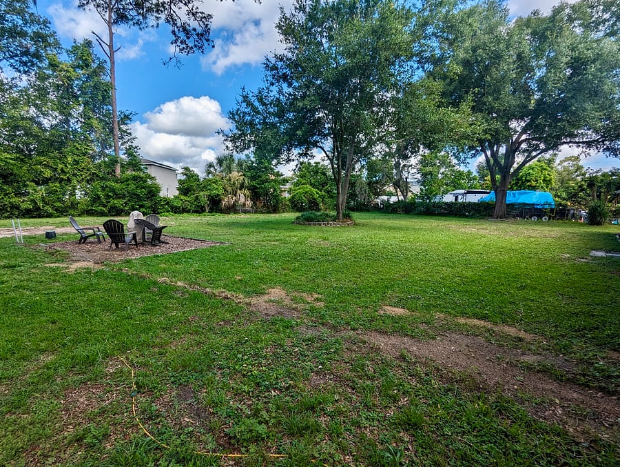 Back yard and fire ring area.