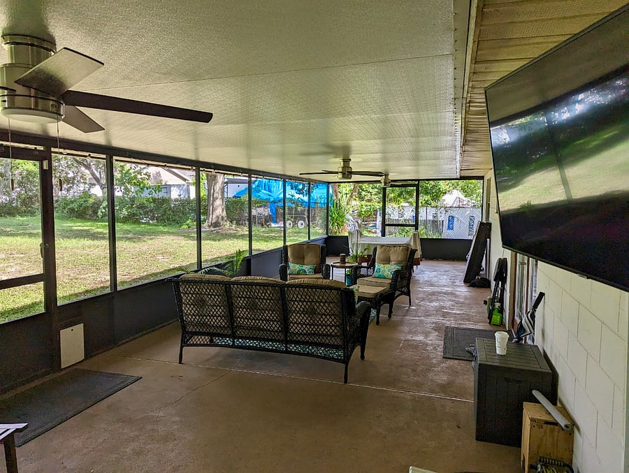 Back porch / Top level cornhole boards