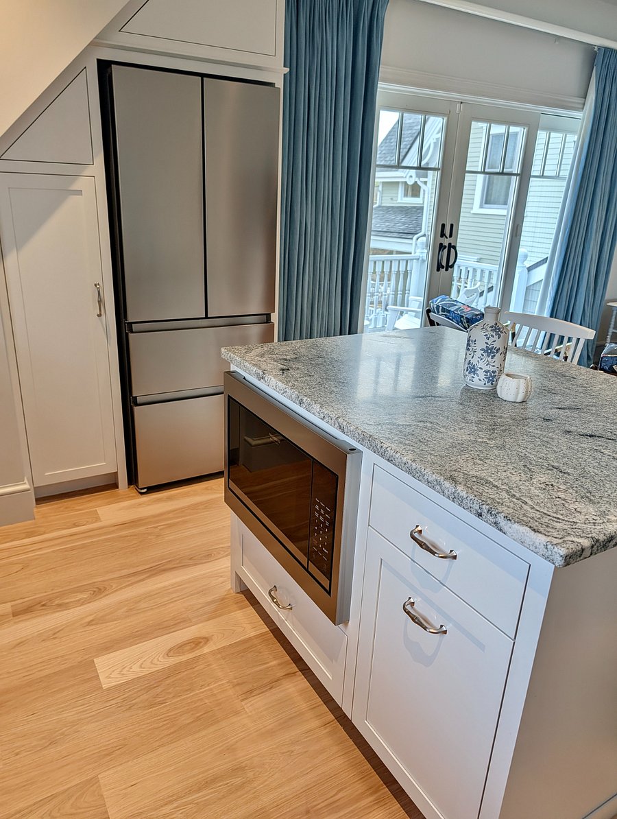 Built in microwave to save on counter space