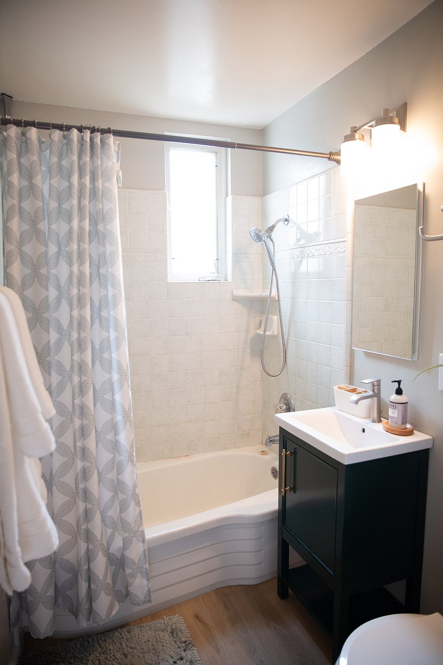 Shower with bath tub