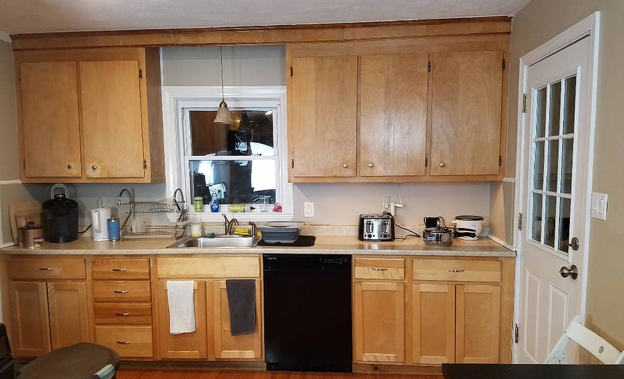 Kitchen with shared appliances, pots & pans, dishes, glasses and silverware. Personal storage for food in the cupboards.