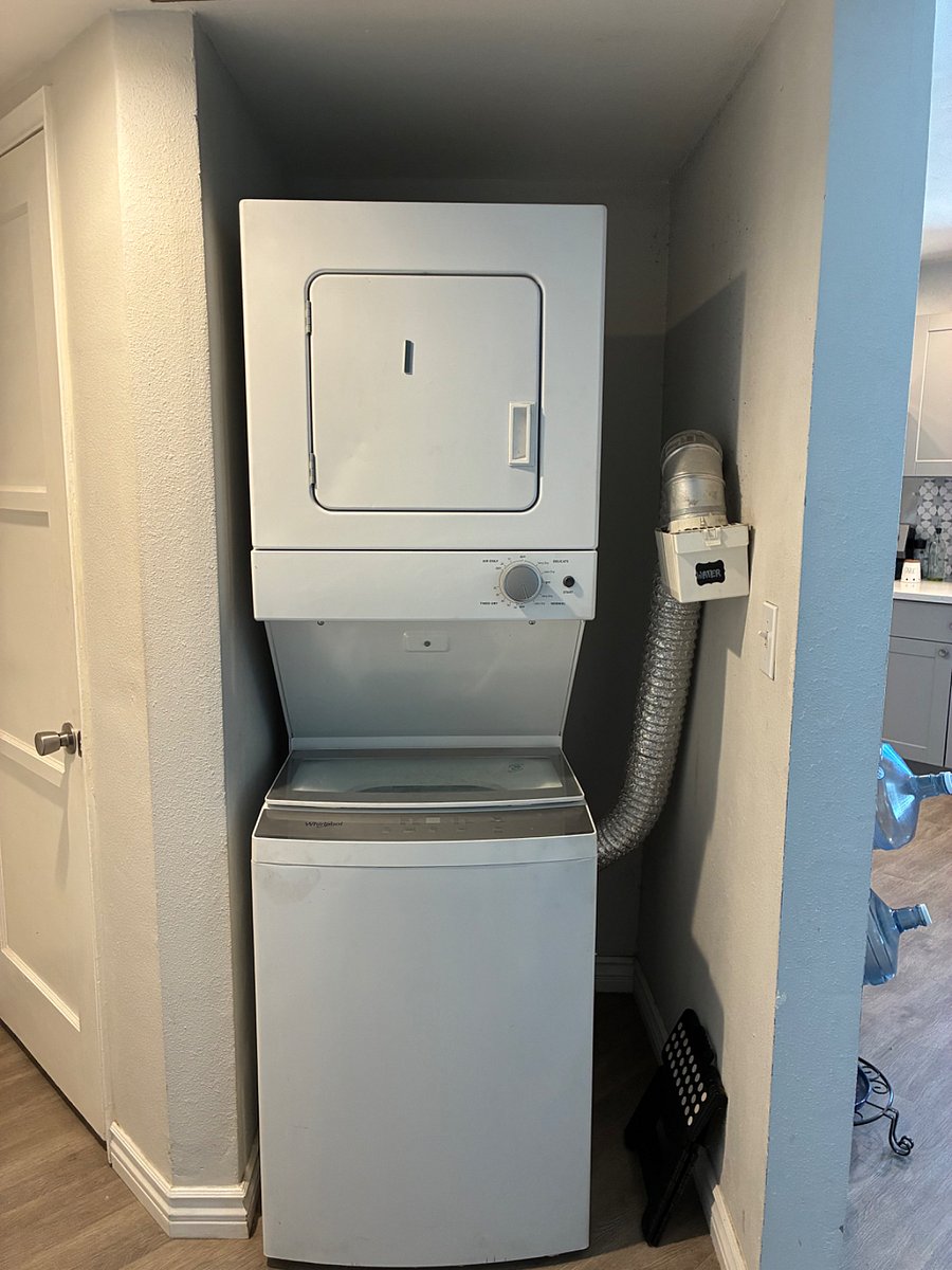 Electric stackable washer and dryer. 