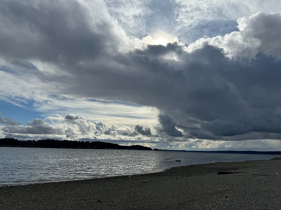 Bay Panoramic View of Sunset From Front Yard