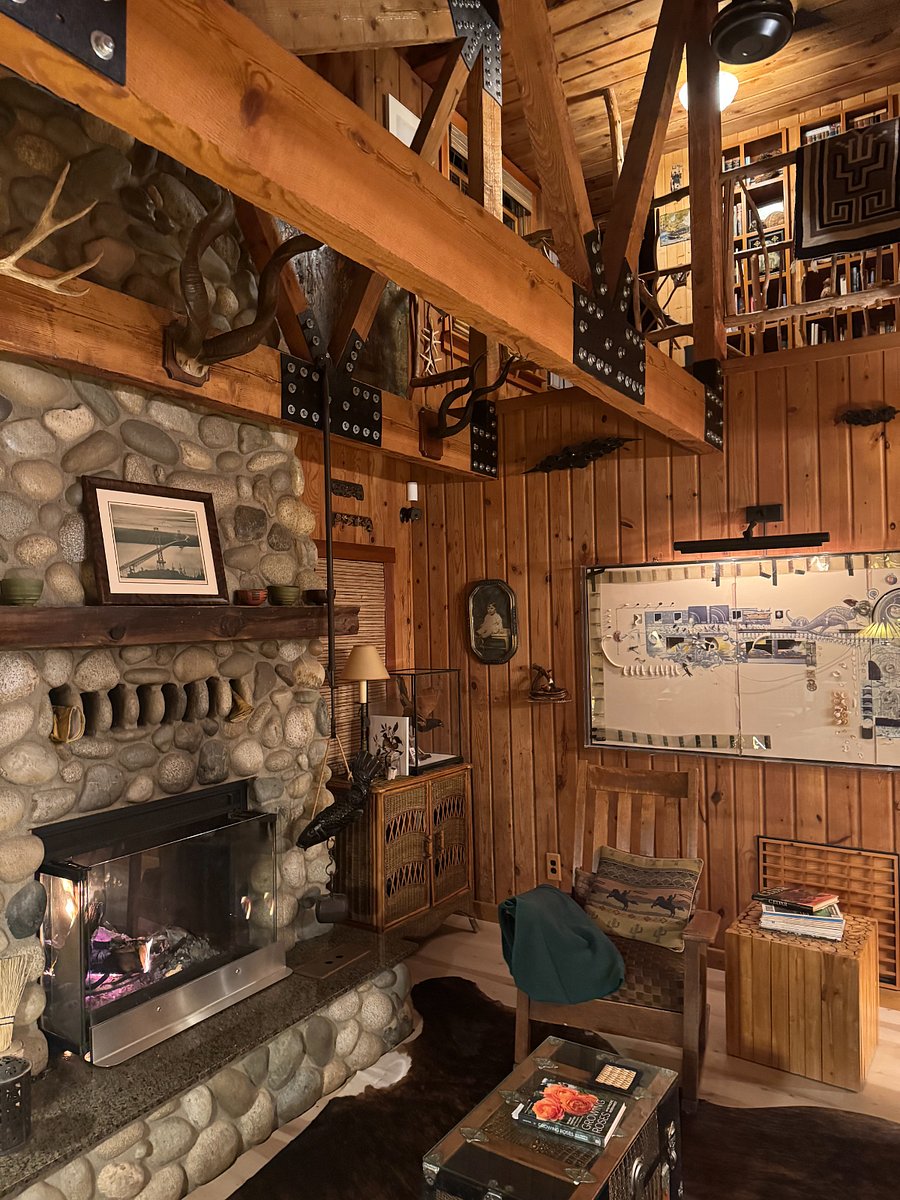 Open Story Wood Beams in Living Room