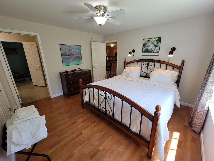 Main bedroom with king size bed. 