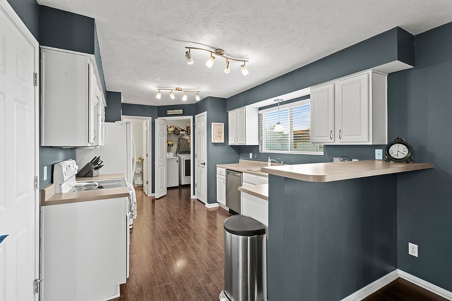 Kitchen from the dining area.