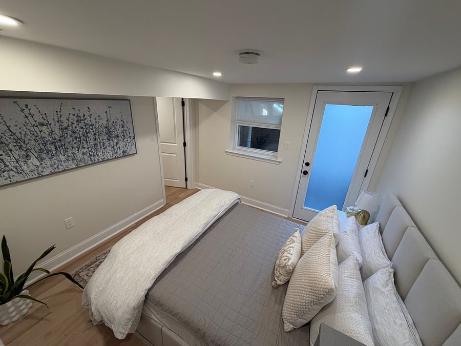 Bedroom has a memory foam Queen bed. Perfect for a nights sleep after a day or work or exploring DC