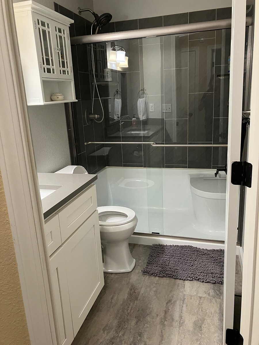 Completely remodeled, private bathroom, no sharing! Shower with seated base.