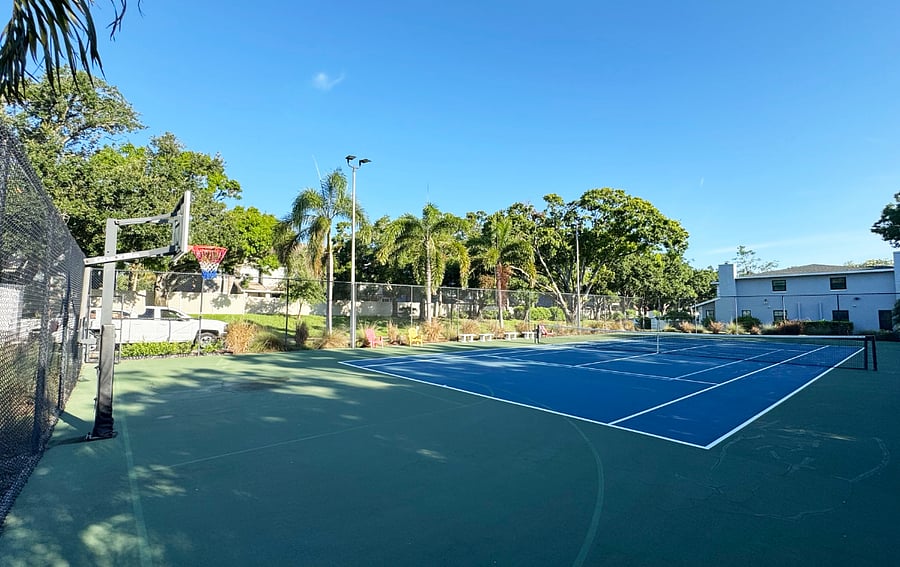 pickleball, tennis, and basketball