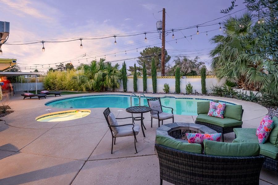 Pool and fire pit