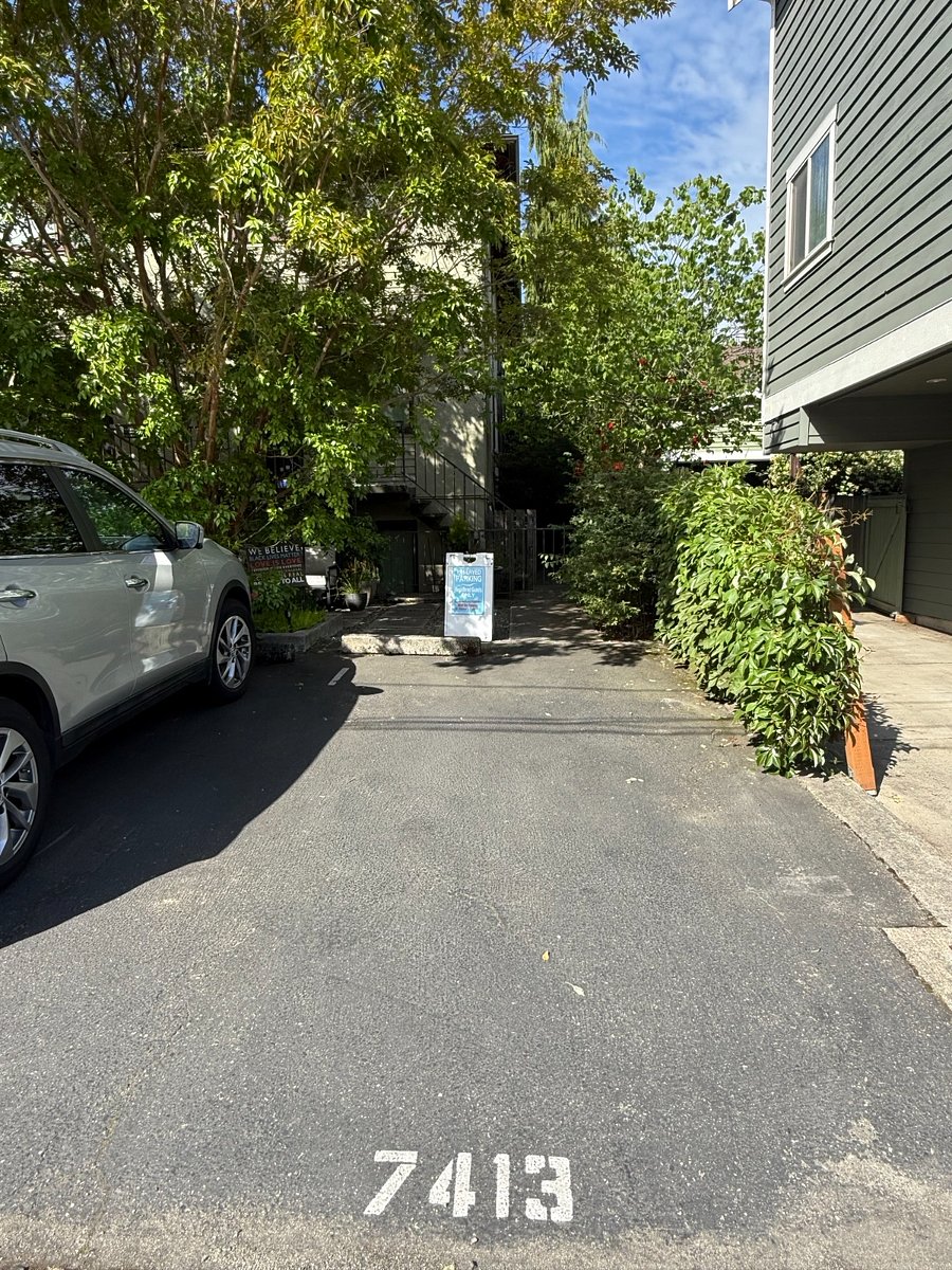 Dedicated parking spot, immediately in front of the patio and apartment