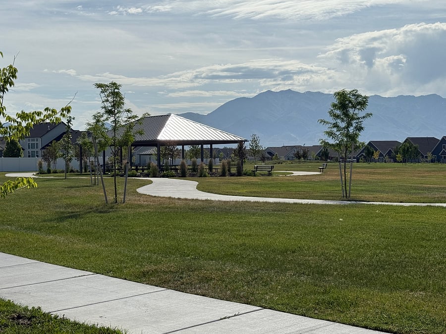 Park with gazebo and picnic table