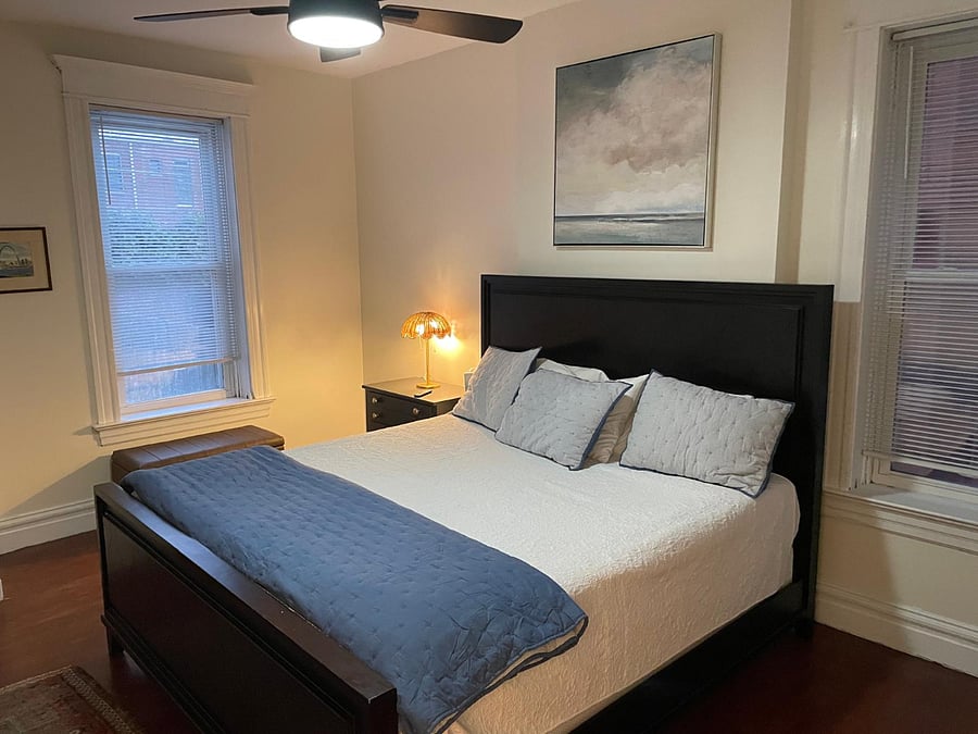 King bed with brand new memory foam mattress and boxspring