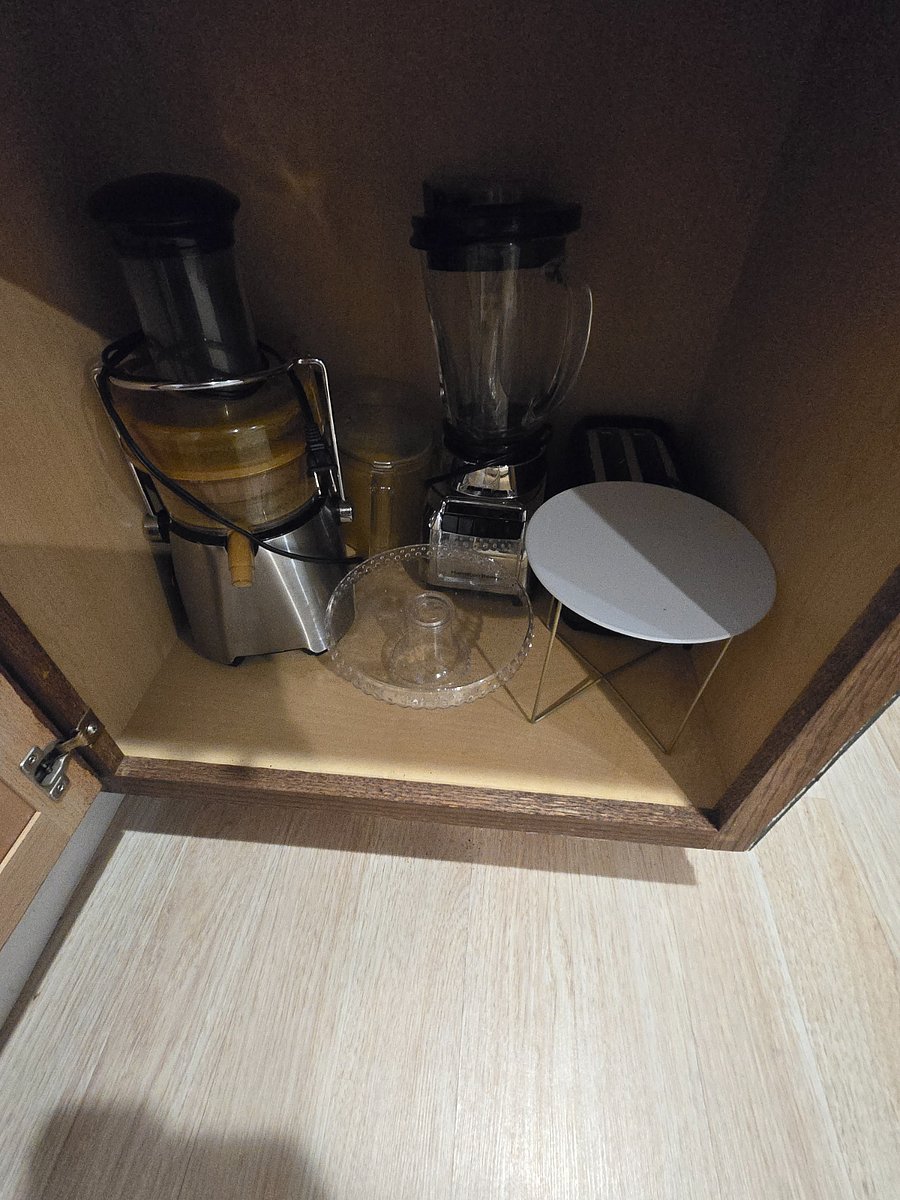 A blender, juicer, toaster and coffee Maker.