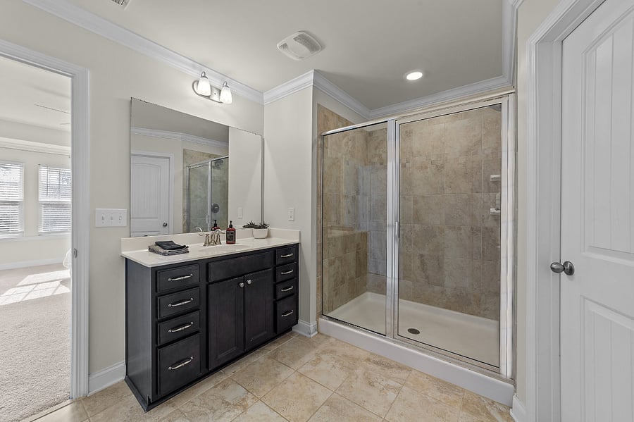 Primary bathroom - double vanity, two walk-in closets