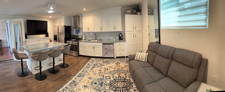 Large open concept living room and kitchen 