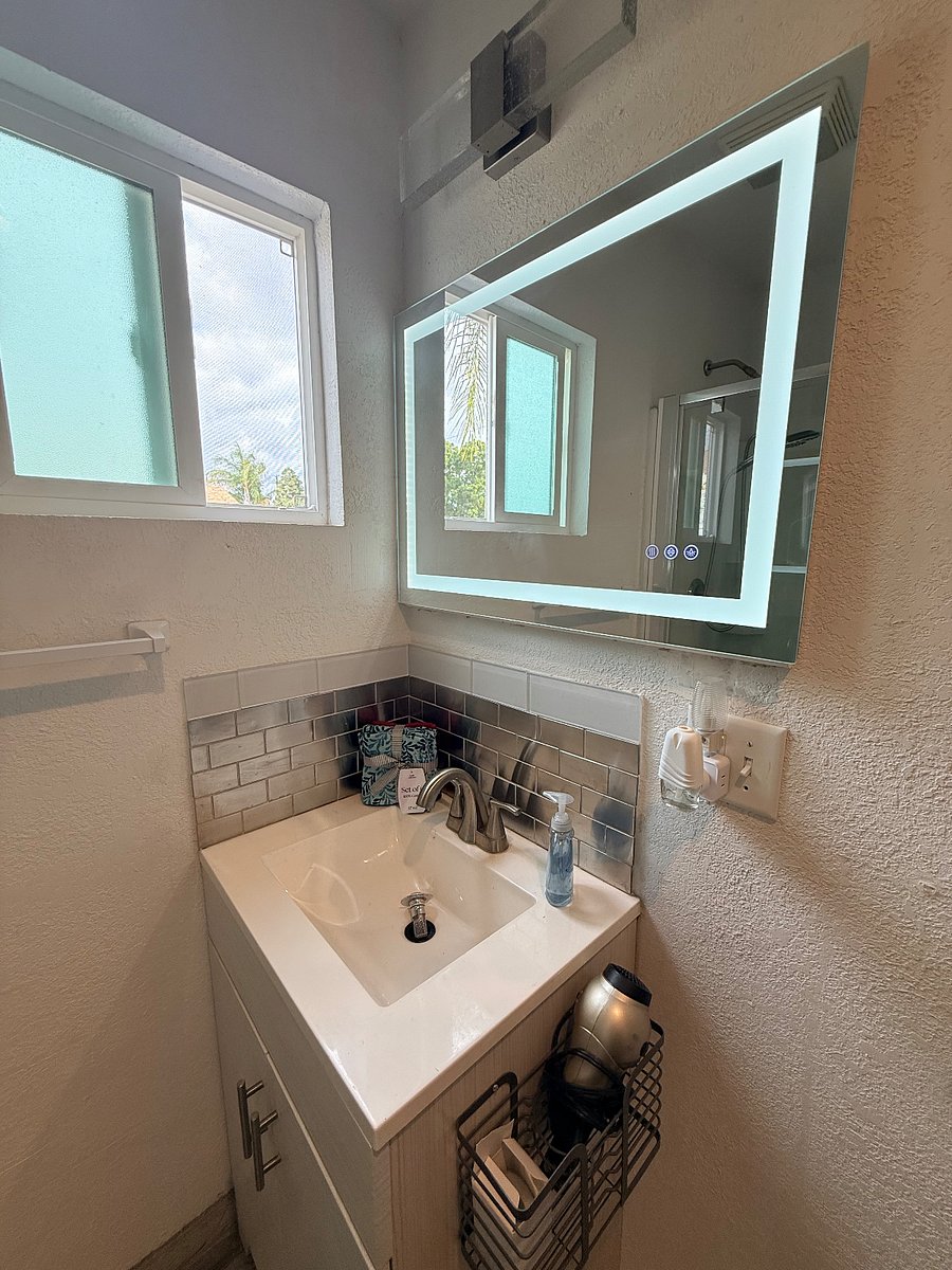 New sink and large backlight vanity mirror