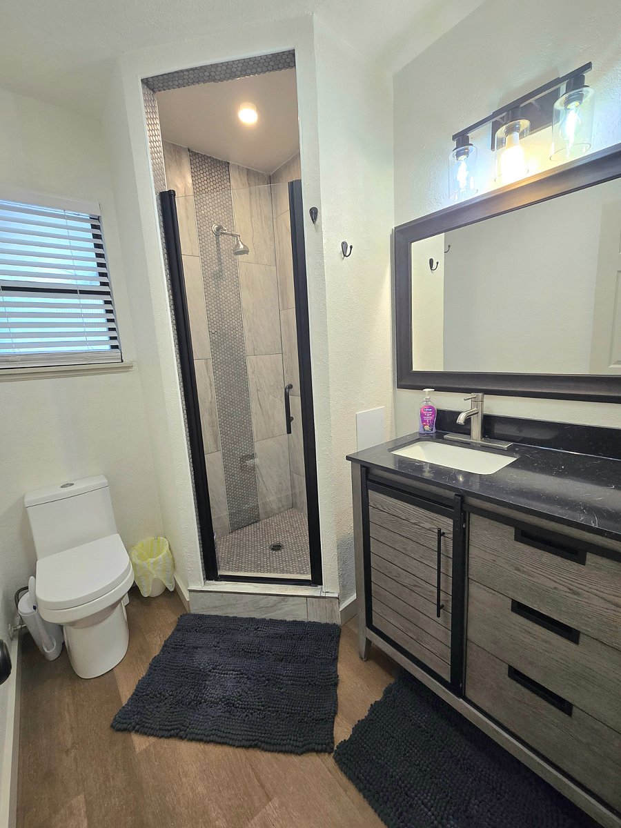 Primary bathroom with shower stall