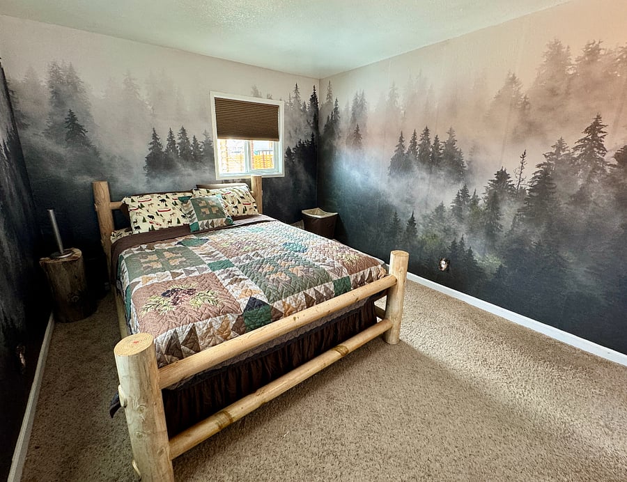 Master bedroom fits up to a king sized mattress
