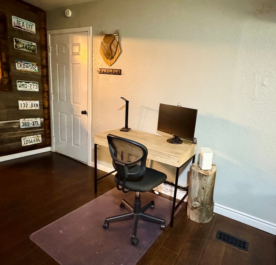Dedicated office space and door to the extra long garage