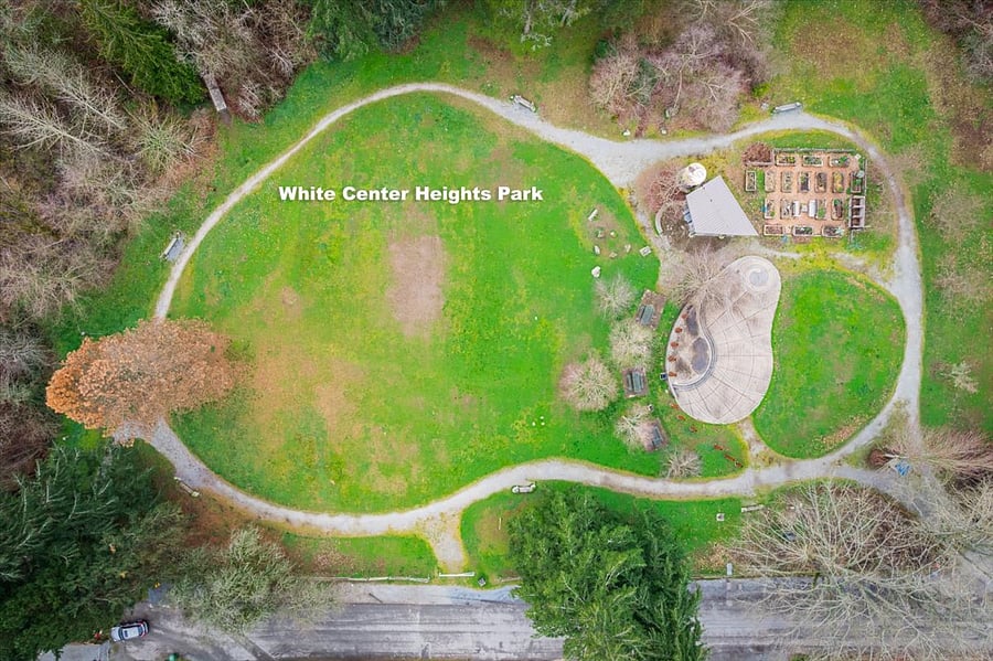 White Center Heights Park is directly across the street, Moby recommends ball throwing and a nice healthy run or walk! 6x this loop is a mile.