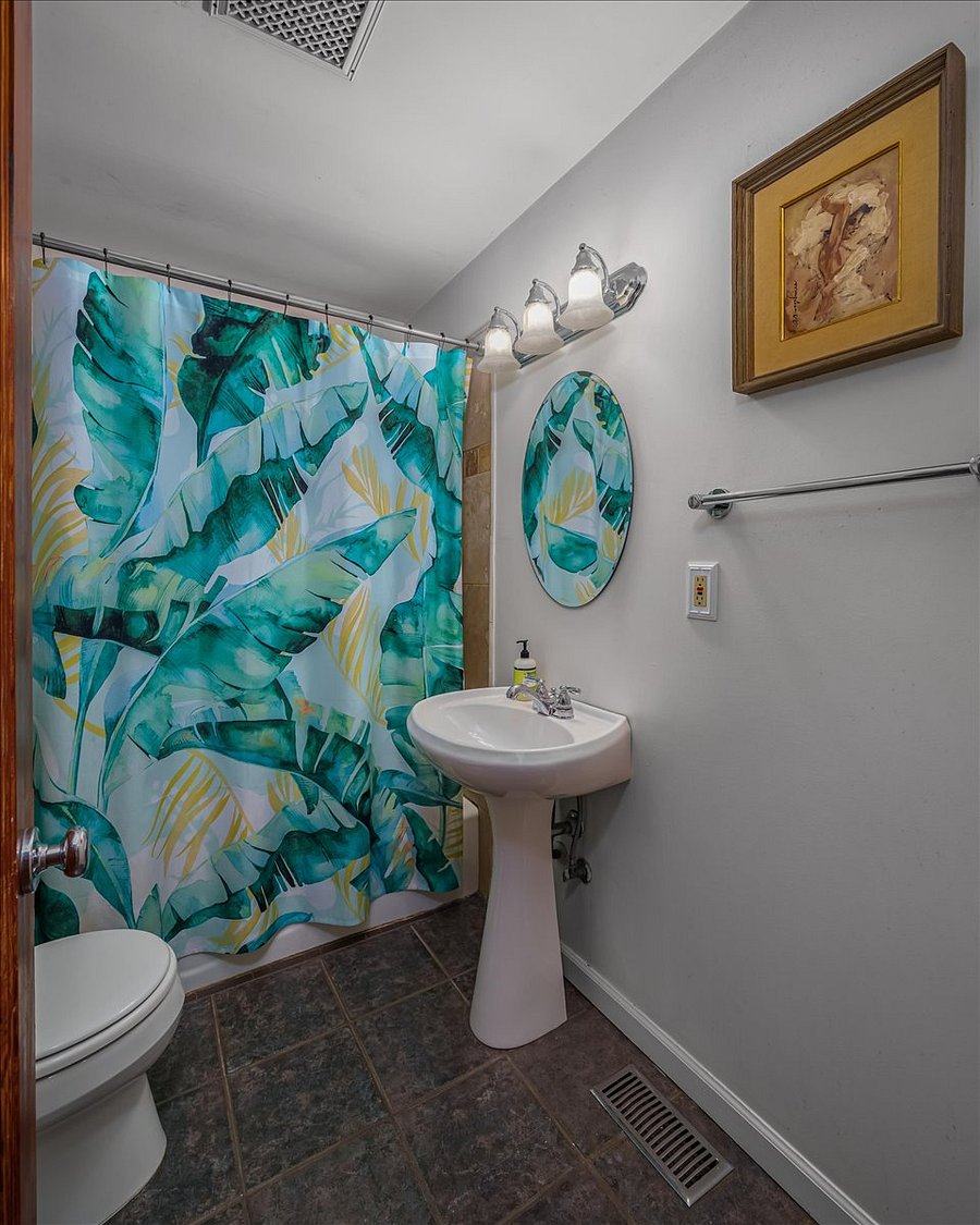 main bathroom, upstairs, plush towels and super hot, strong pressure water! bidet spray installed. 