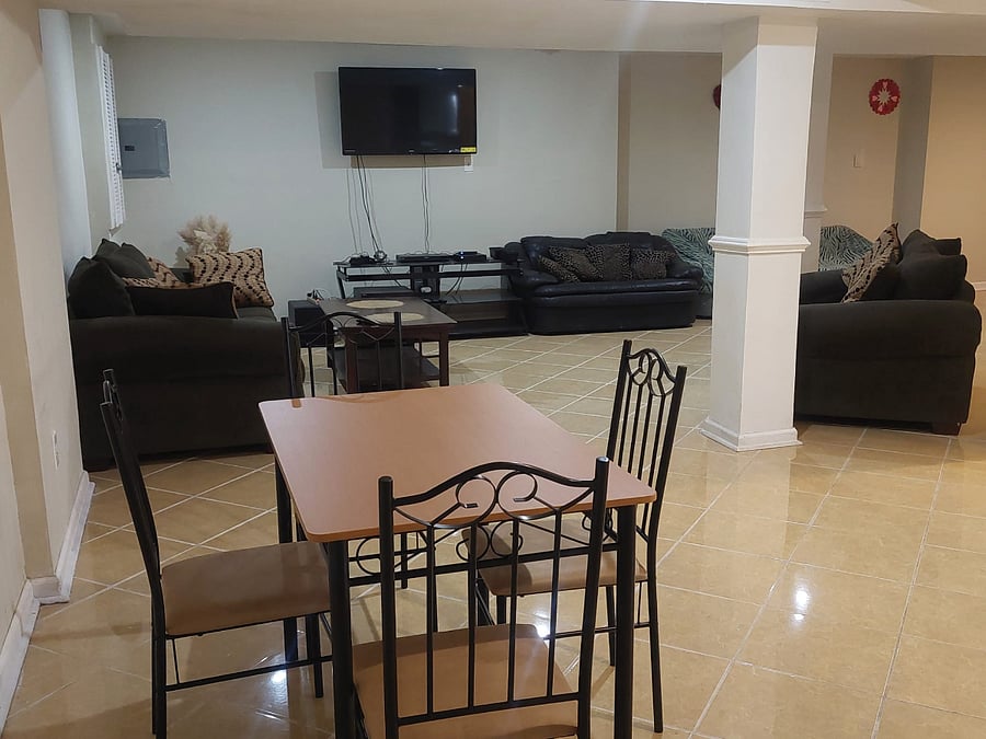 Living room and dining area