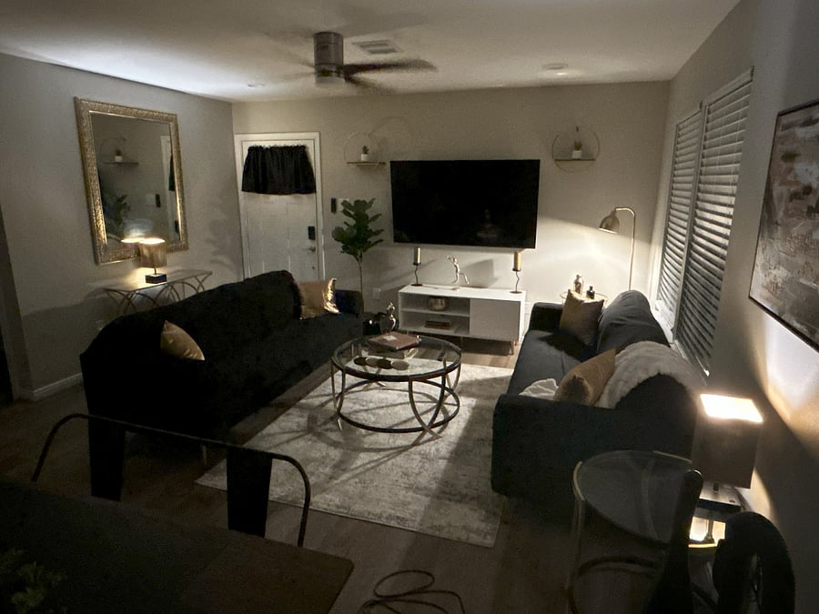 The touch lamps throughout the house help to create a warm, sensual energy in each room...