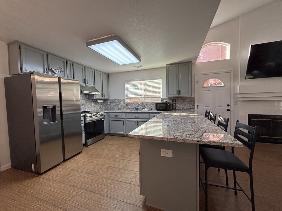 Just remodeled kitchen with granite countertops and brand-new appliances.