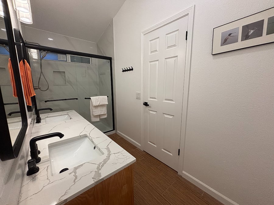Master bathroom with brand-new walk-in shower