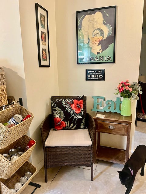 This is a cozy seating area which is part of the kitchen. While you cook you can read, or relax or you can choose to eat your breakfast in this charming. nook. (It's my favorite part of the house)