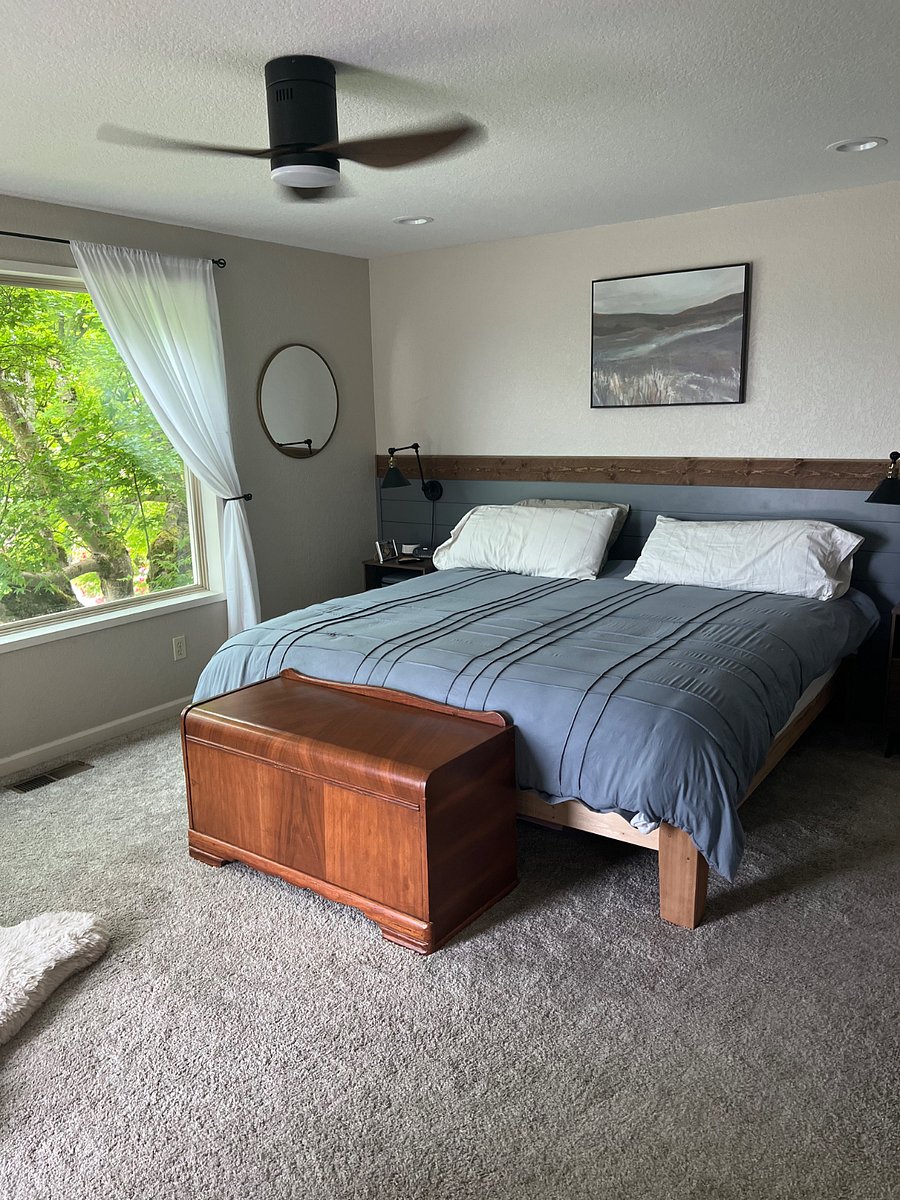Master bedroom with front deck access and on suite