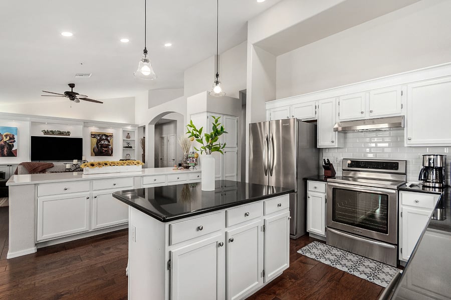 Open concept kitchen and family room