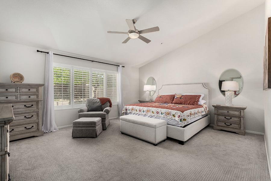 Primary bedroom with king bed