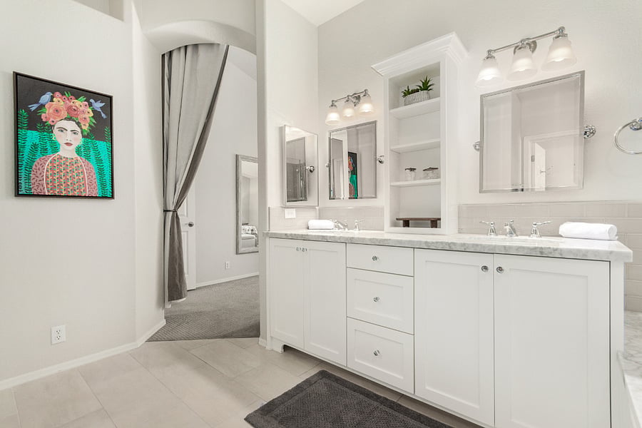Primary bathroom with duel sinks